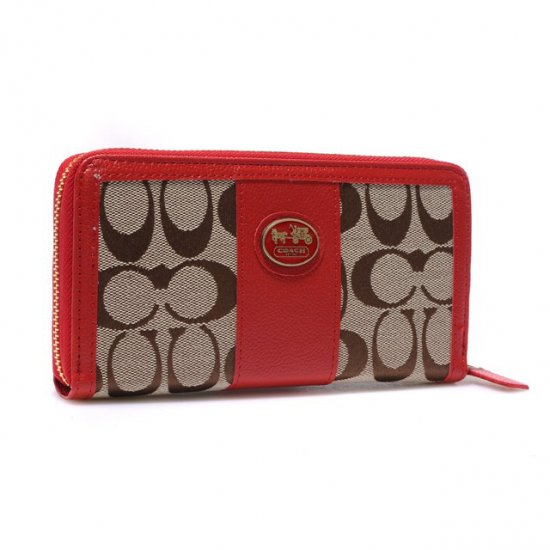 Coach Zippy In Signature Large Red Wallets BLS  Coach Zippy In Signature Large Red Wallets BLS